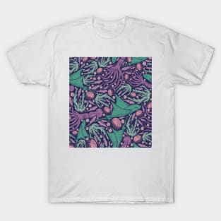 Purple and Green Sea Life Design T-Shirt